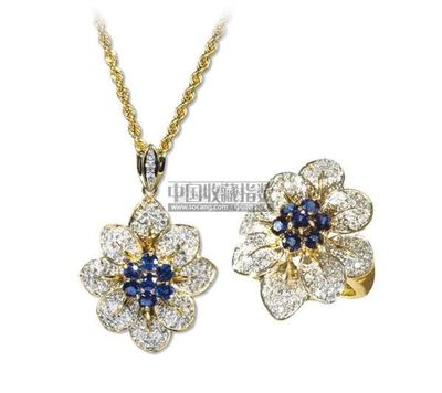 瑰麗之約 藍(lán)寶鉆石18K金花形吊墜與戒指的優(yōu)雅綻放